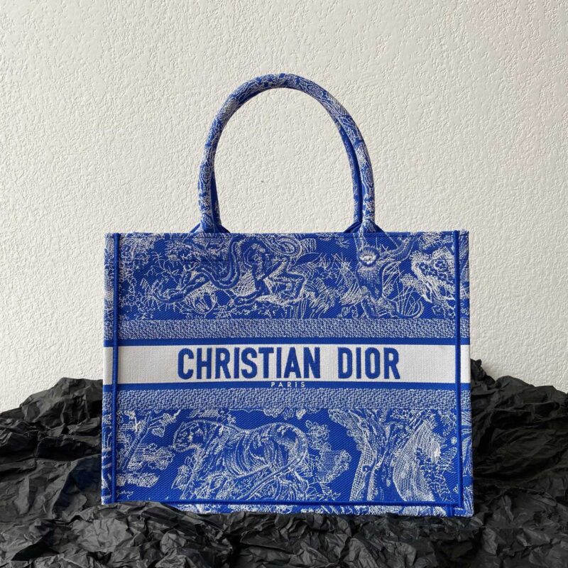 DIOR 中号BOOK TOTE M1296动物印花图案/荧光蓝