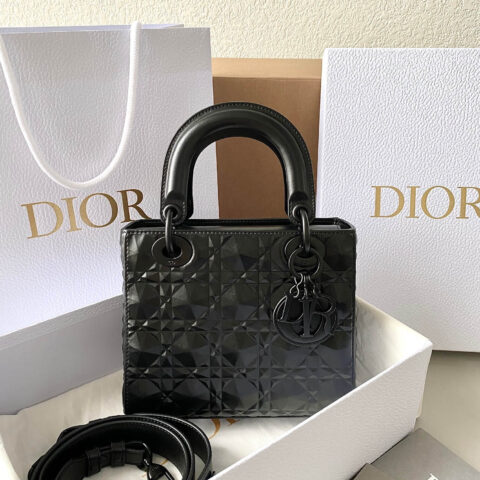 小号 LADY 20CM DIOR MY ABCDIOR 四格戴妃包 M0538钻石黑