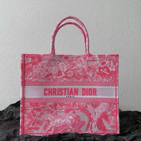 DIOR 大号BOOK TOTE M1286动物印花图案/透明粉