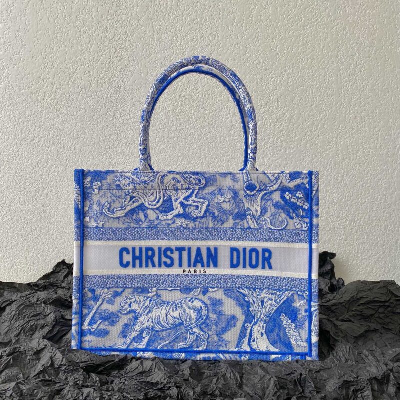 DIOR 中号BOOK TOTE M1296动物印花图案/透明蓝