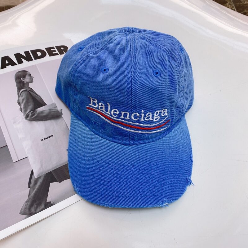 BALENCIAGA巴黎世家新款洗水烟灰色帽檐字母logo棒球帽