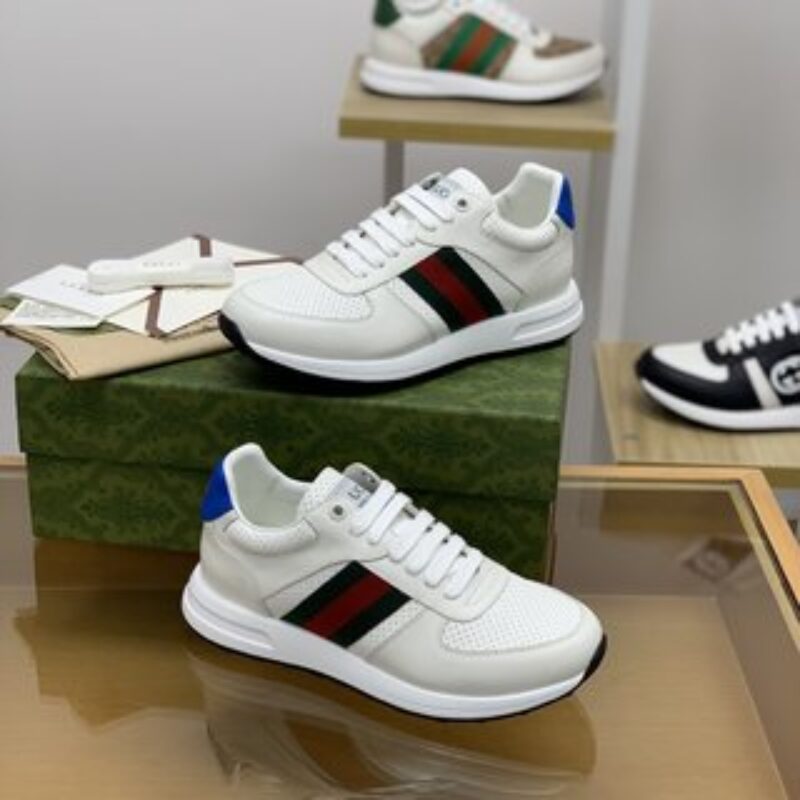 Gucci古驰   采用牛皮红绿织带男士运动跑鞋
