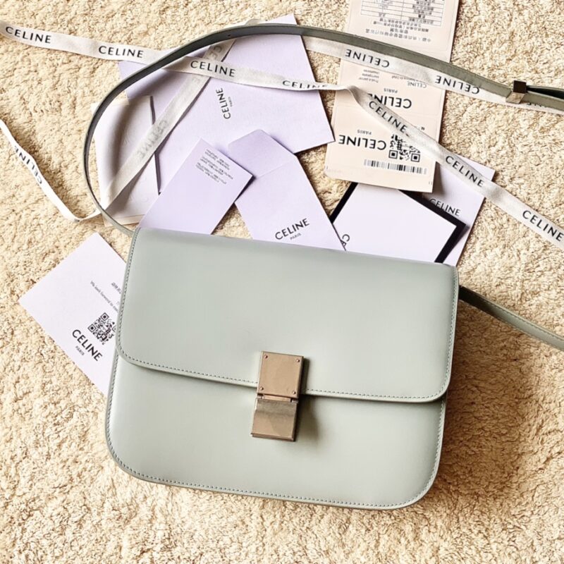 CELINE赛琳自然细牙签纹box牛皮肩背包164173