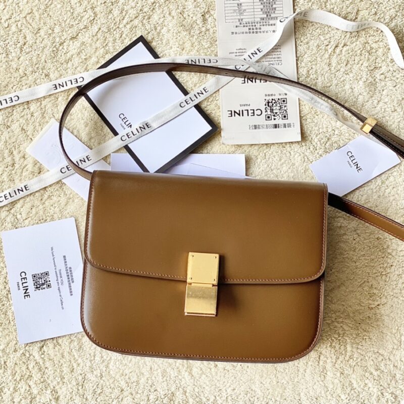 CELINE赛琳自然细牙签纹box牛皮肩背包164173