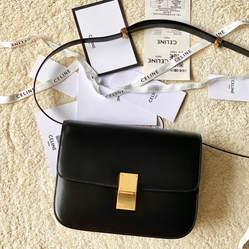 CELINE赛琳自然细牙签纹box牛皮肩背包164173