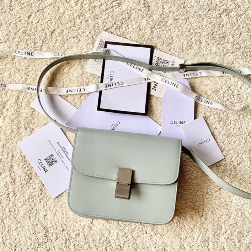 CELINE赛琳自然细牙签纹box牛皮肩背包192523