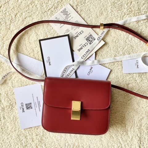 CELINE赛琳自然细牙签纹box牛皮肩背包192523