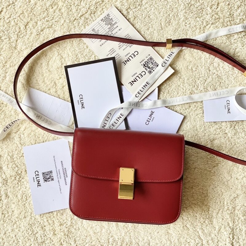 CELINE赛琳自然细牙签纹box牛皮肩背包192523