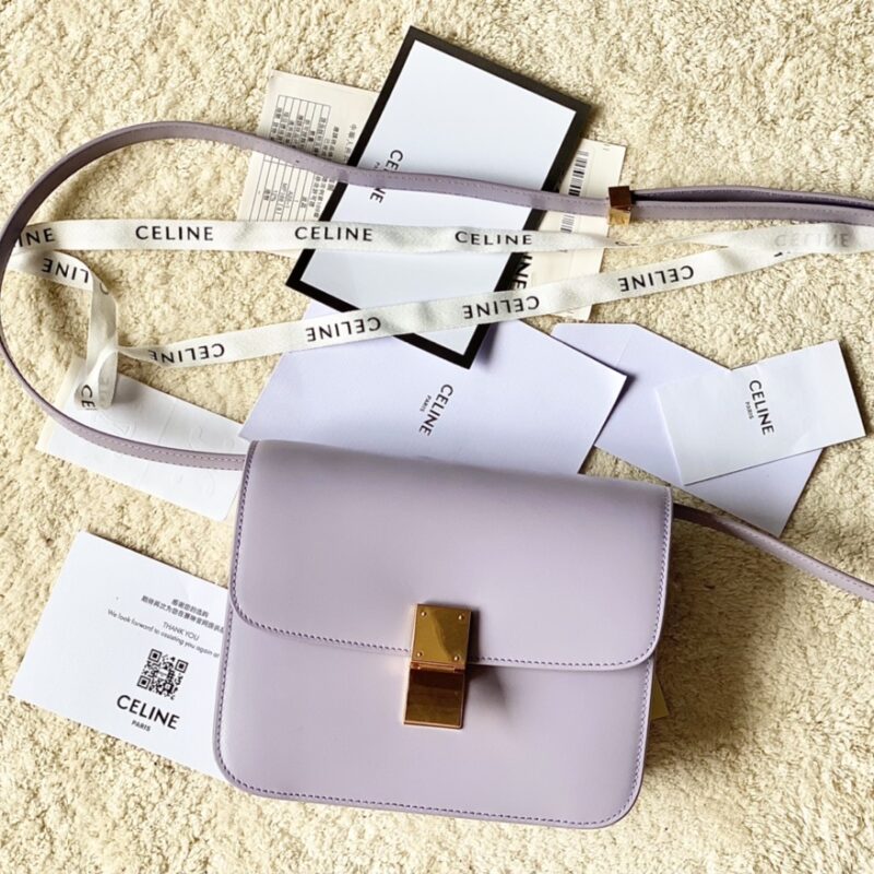 CELINE赛琳自然细牙签纹box牛皮肩背包192523