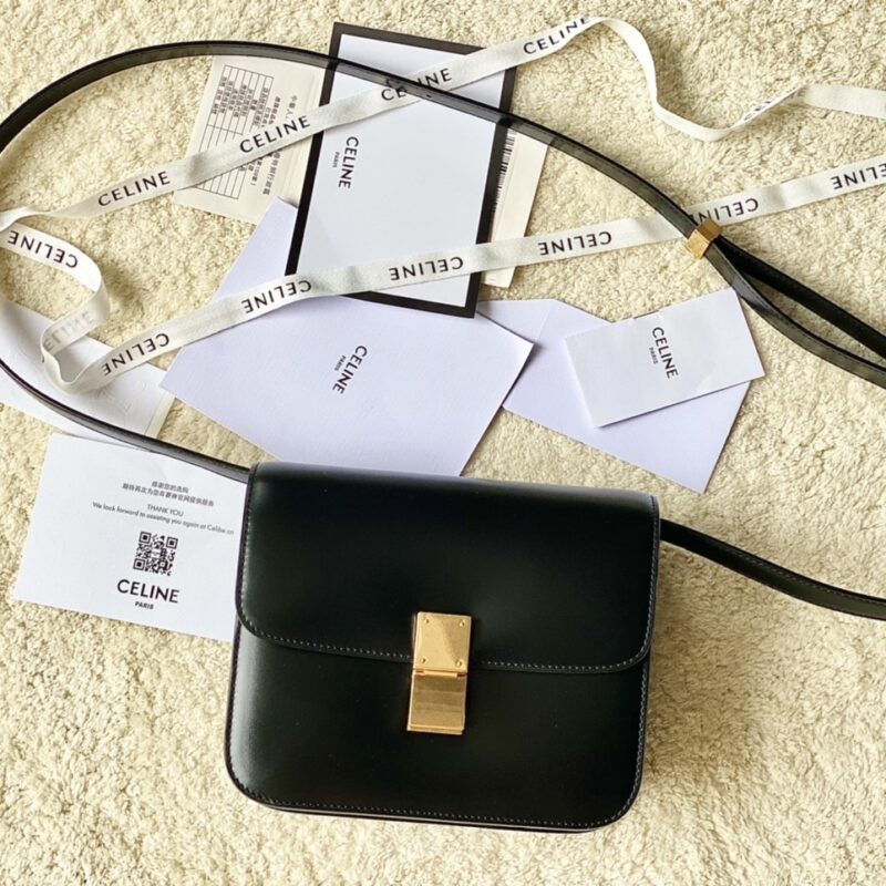 CELINE赛琳自然细牙签纹box牛皮肩背包192523