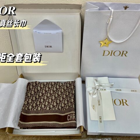 Dior迪奥Oblique 印花双层真丝长巾