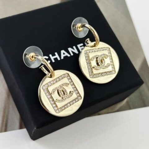 新款☑️CHANEL香奈儿c2金色双c圆形耳钉耳环