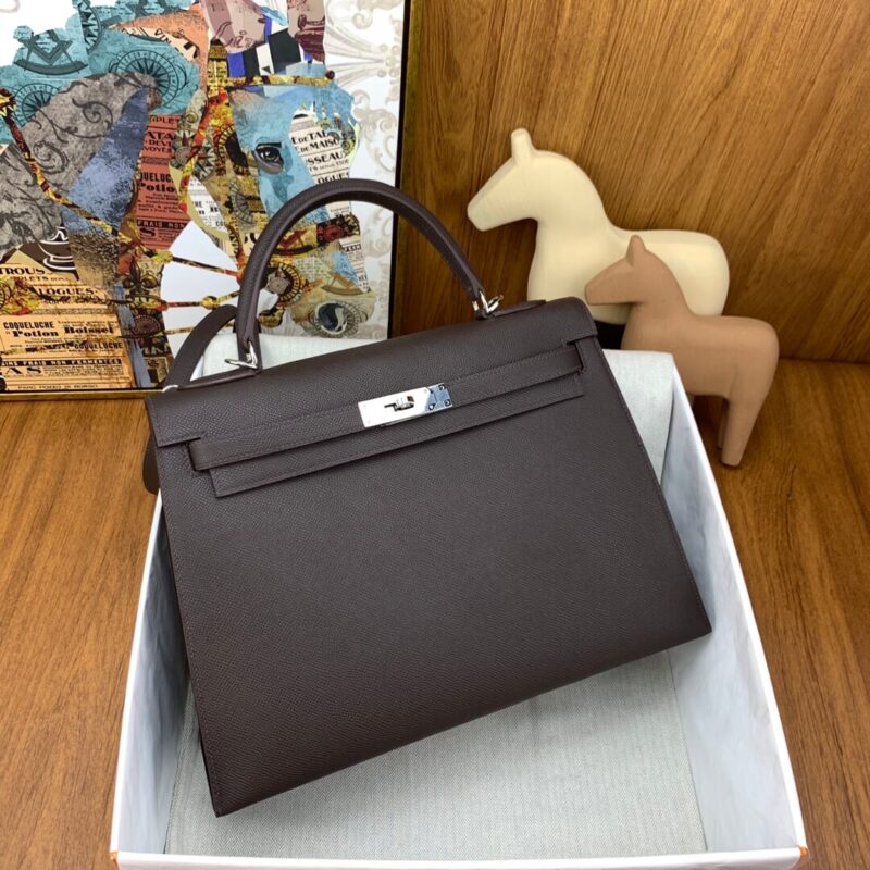 Hermès Kelly 32cm Epsom  深咖啡 银扣