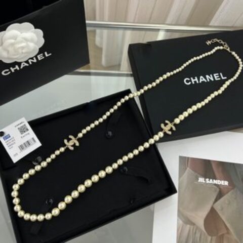 新款☑️CHANEL香奈儿 双c珍珠毛衣链项链