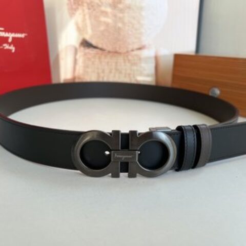 Ferragamo菲拉格慕男士3.5cm精品金属扣进口双面用头层牛皮腰带