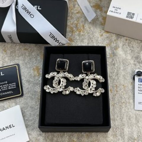 新款☑️CHANEL香奈儿c2双c黑色方形耳钉耳环