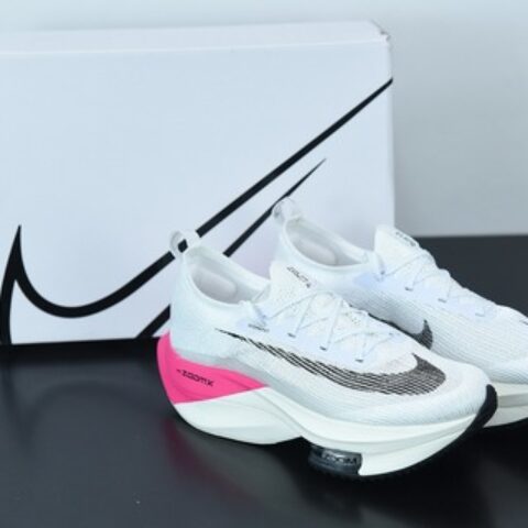 NK Air Zoom Alphafly NEXT%气垫马拉松 粉白男女同款运动鞋 货号：DD8877-100