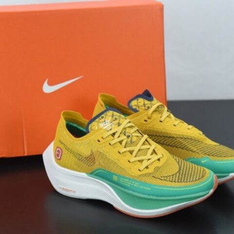 Nk ZoomX Vaporfly NEXT％ 2 马拉松针织面透气运动跑鞋 黄绿 货号：DJ5182 -700