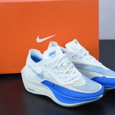 Nk ZoomX Vaporfly NEXT％ 2 马拉松针织面透气运动跑鞋 白蓝 CU4111-102