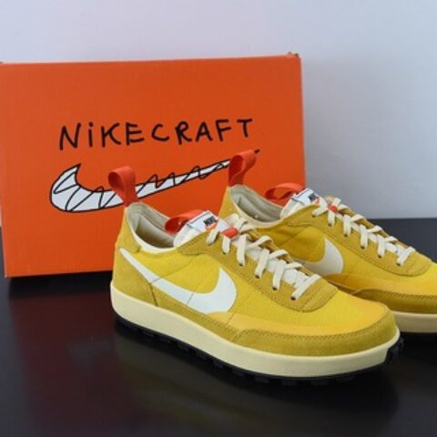 Tom Sachs x Craft General Purpose Shoe"Yellow"宇航员4.0通用系列低帮经典复古休闲运动板鞋“月球土黄白红”DA6672-700