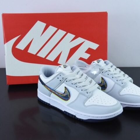 NK Dunk Low 灰白“3D Swoosh” 短鞋型货号DV6482-100