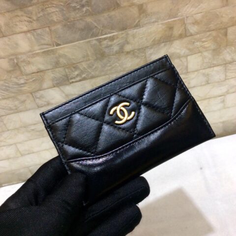 Chanel 新品 流浪包系列 胎牛皮卡包 钱夹 A84386黑色