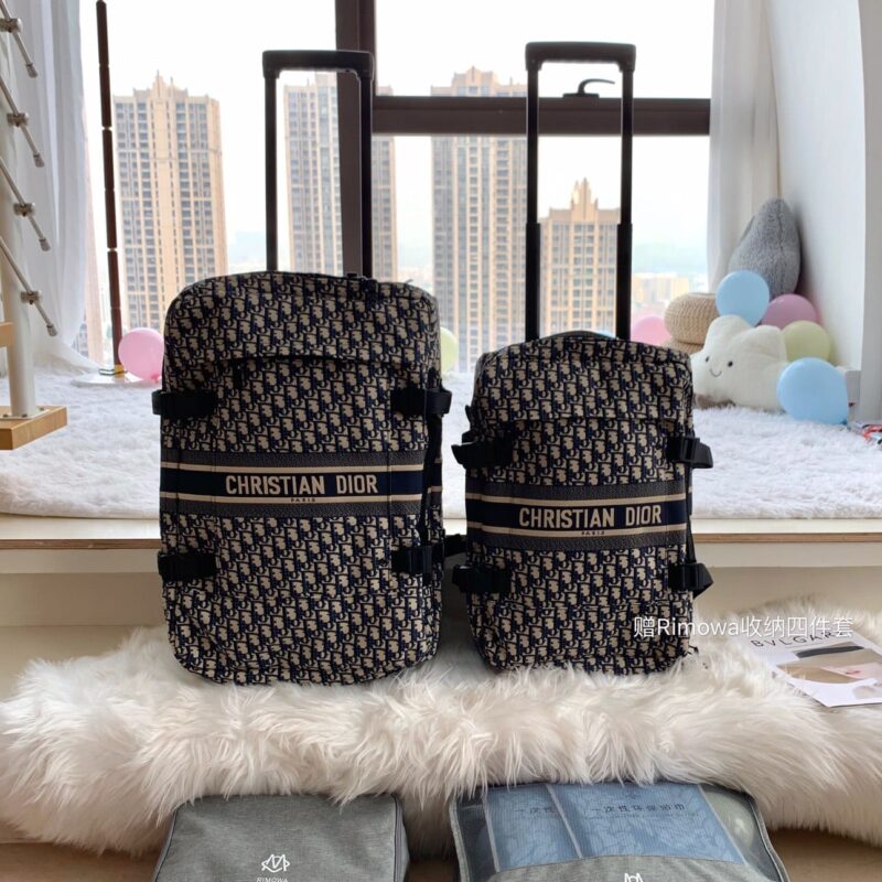 Dior迪奥oblique 复古刺绣图案拉轮箱/拖拉箱90049