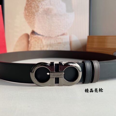 Ferragamo菲拉格慕  男士3.5cm精品金属扣进口双面用头层牛皮腰带