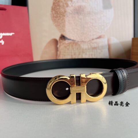 Ferragamo菲拉格慕  男士3.5cm精品金属扣进口双面用头层牛皮腰带