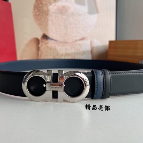 Ferragamo菲拉格慕  男士3.5cm精品金属扣进口双面用头层牛皮腰带