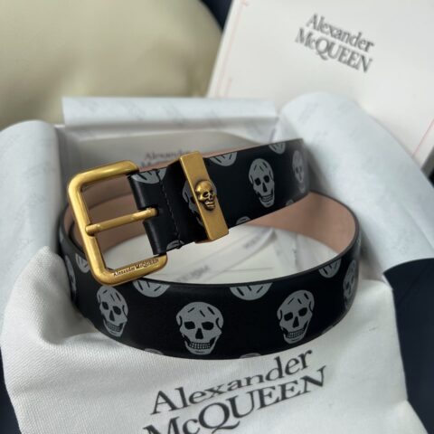 Alexander McQueen 亚历山大麦昆  镏金带标金属扣女款腰带