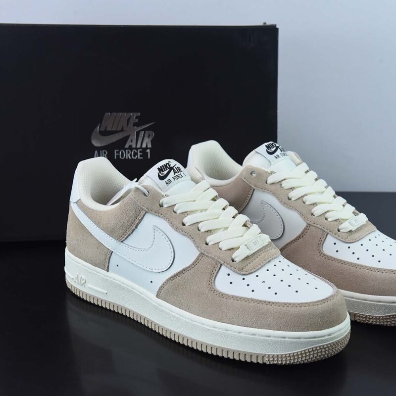 Nike Air Force 1 Low ’07 麂皮 白棕 小麦 配色 空军一号低帮休闲板鞋货号：LZ6699-522