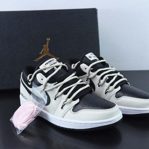 Air Jordan 1 Low 摩卡绑带 解构抽绳鞋带低帮休闲板鞋 货号：553558 062