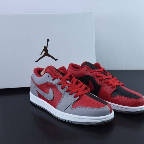 Air Jordan AJ1 Low 低帮系列 红灰阴阳低帮休闲板鞋 货号：DR0502-600