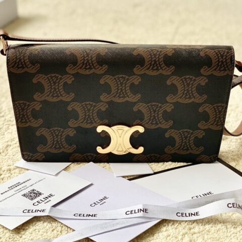 CELINE赛琳TRAPEZE TRIOMPHE标志印花牛皮革手袋199283