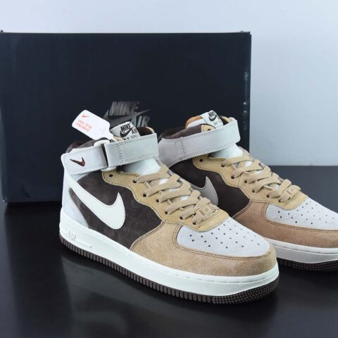 Nike Air Force 1 MID ’07 麂皮 咖啡豆配色 空军一号中帮休闲板鞋货号：AL6896-556