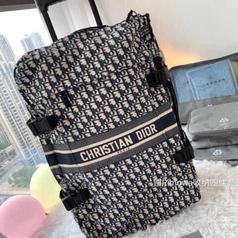 Dior迪奥oblique 复古刺绣图案拉轮箱/拖拉箱90049