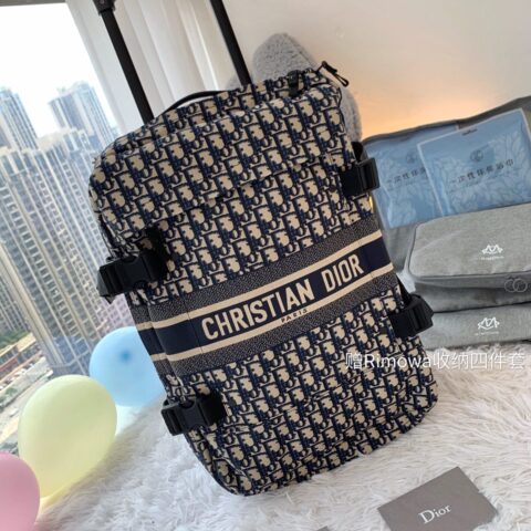 Dior迪奥oblique 复古刺绣图案拉轮箱/拖拉箱90049