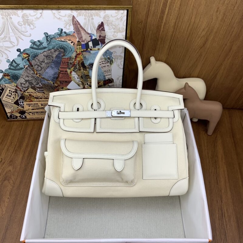 Hermès Birkin 35 Cargo 布包 奶油白