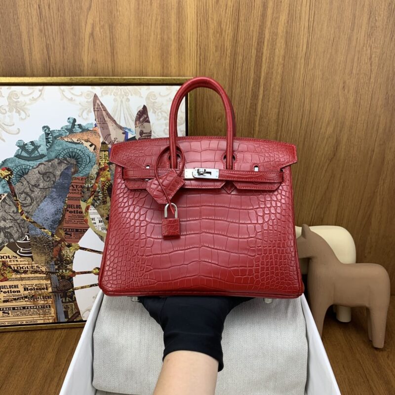 Hermès Birkin 25cm 雾面方块 美洲鳄鱼 波尔多酒红