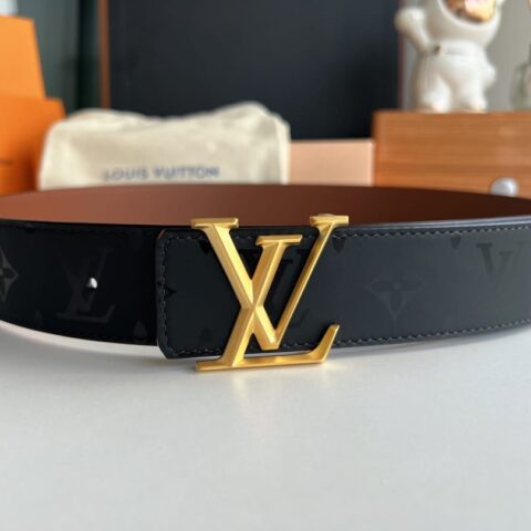 LV/路易威登   黑花男款双面PYRAMIDE小牛皮棕色腰带