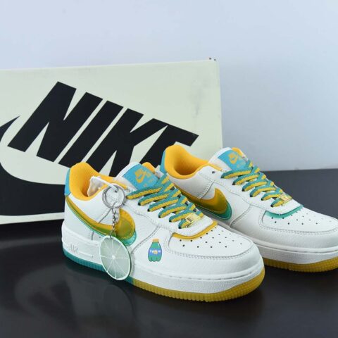 Nike Air Force 1 '07 Low"Sprite"空军一号经典“皮革米白黄绿双钩”低帮休闲板鞋 CW1574-803