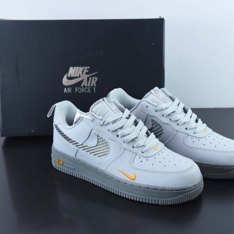 Nike Air Force 1 Low 黑灰 黄小勾 空军一号低帮运动休闲板鞋 货号：DR0155-001