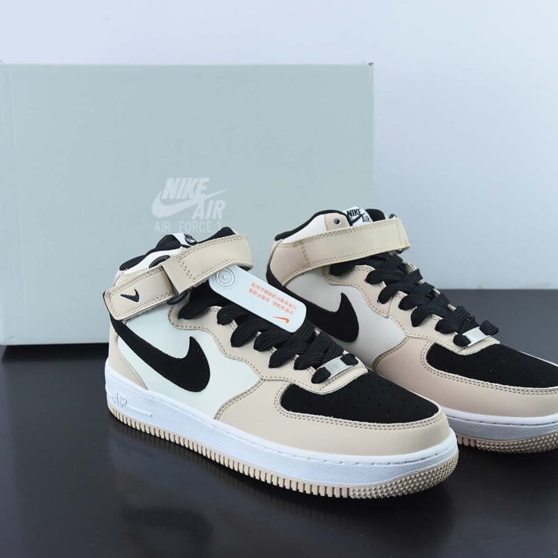 Nike Air Force 1 Mid '07 “米黄黑”奶茶配色中帮空军一号 货号：HD2523-156