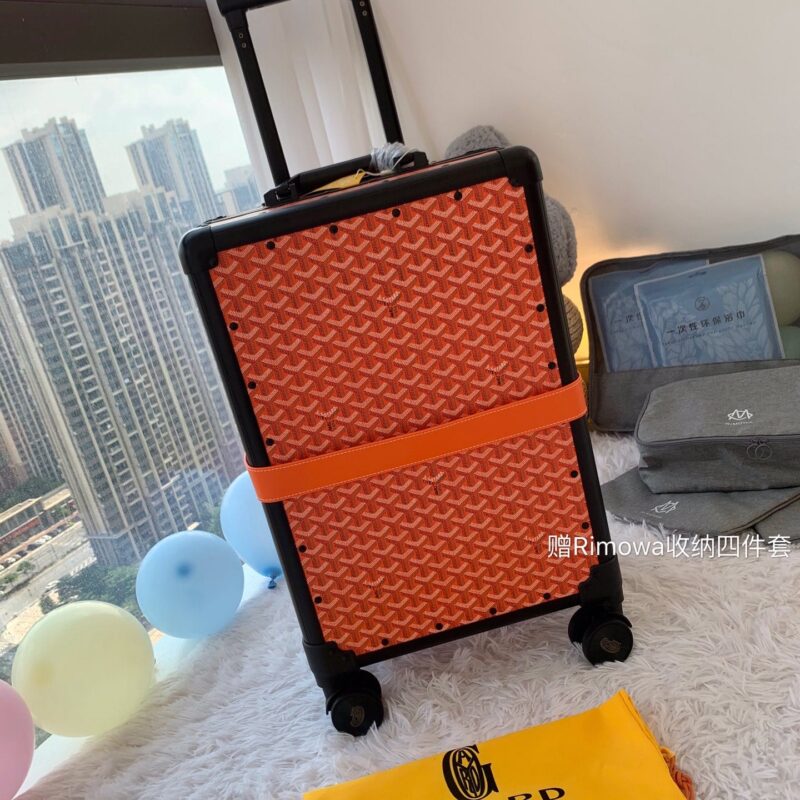 戈雅 Goyard印花图案配铝框行李箱/拉杆箱90048