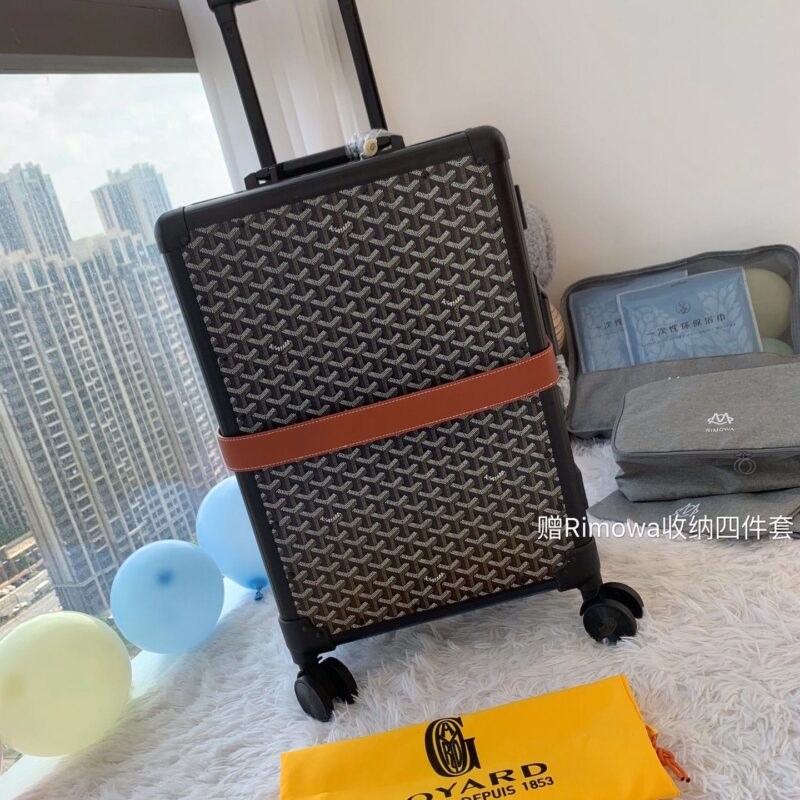 戈雅 Goyard印花图案配铝框行李箱/拉杆箱90048