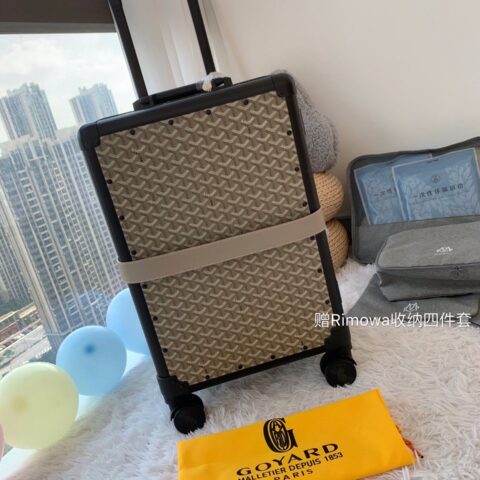 戈雅 Goyard印花图案配铝框行李箱/拉杆箱90048