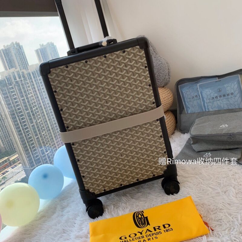 戈雅 Goyard印花图案配铝框行李箱/拉杆箱90048