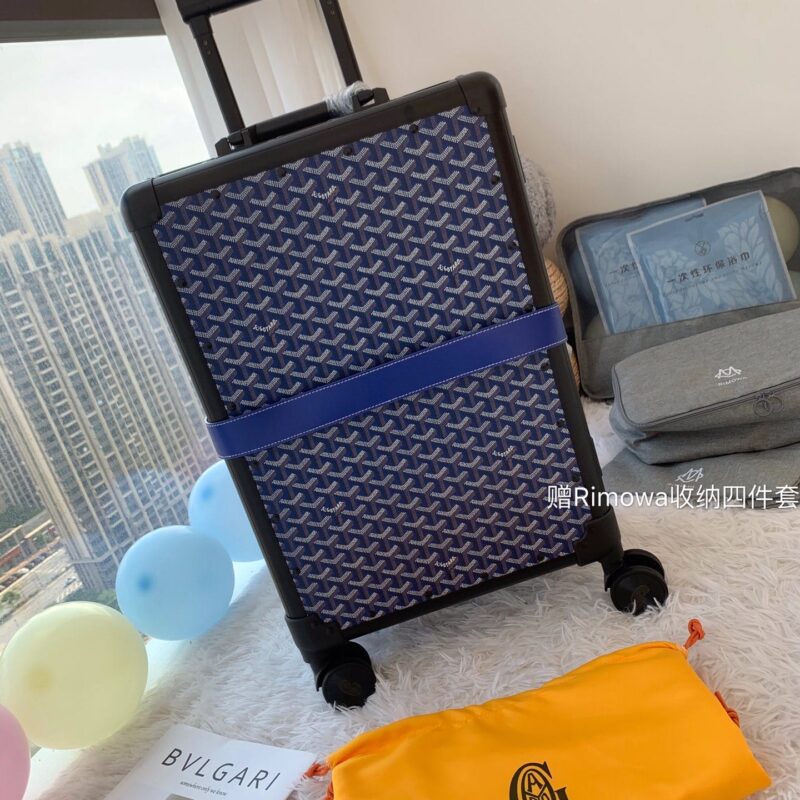 戈雅 Goyard印花图案配铝框行李箱/拉杆箱90048