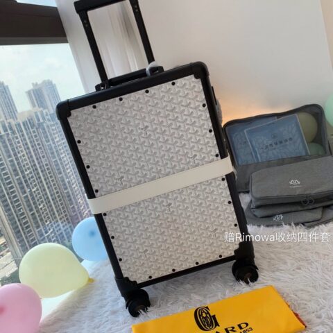 戈雅 Goyard印花图案配铝框行李箱/拉杆箱90048